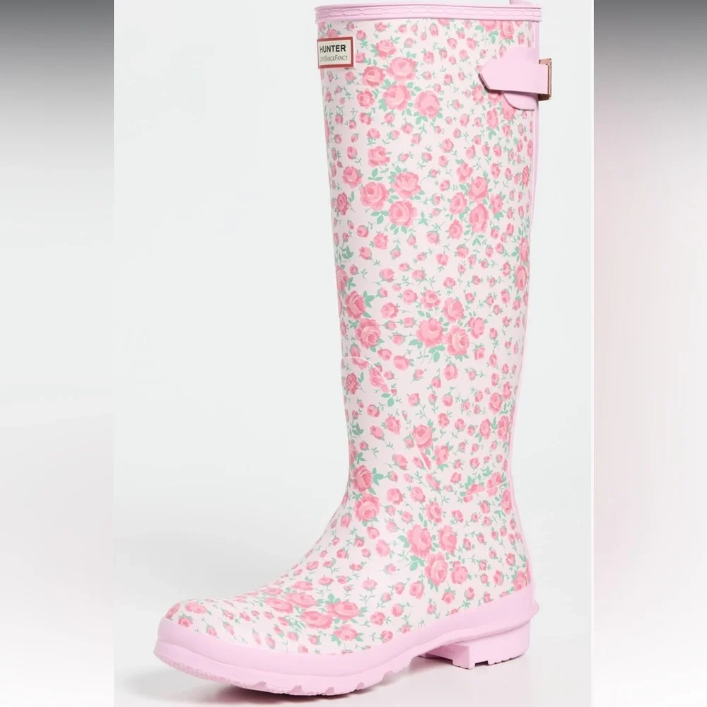 Hunter Boots × LoveShackFancy Original Tall Back Adjustable size 6 Light Pink